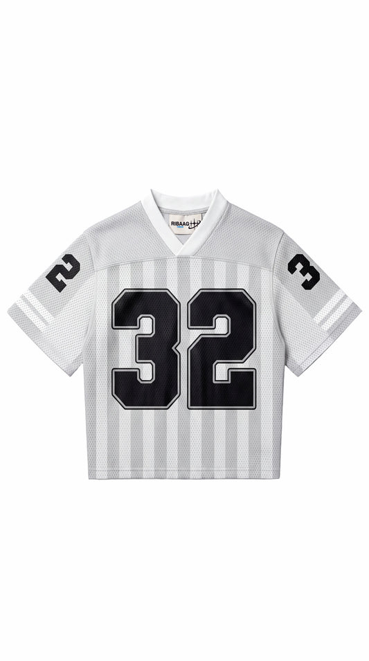 White and black pinstripe numbered sports jersey for men by Ribaag