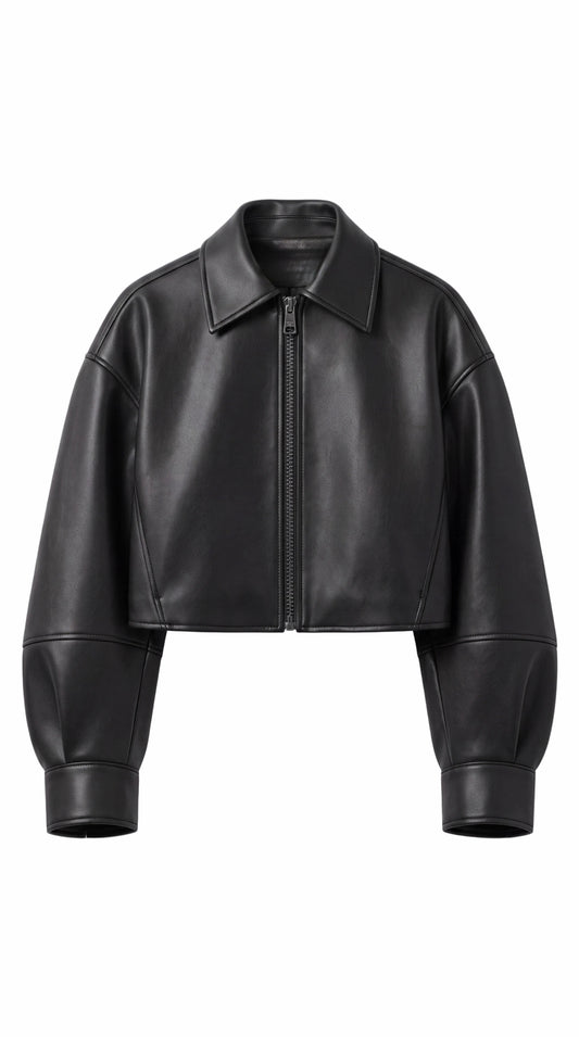 Premium full-grain black leather jacket with minimal hardware for men by Ribaag