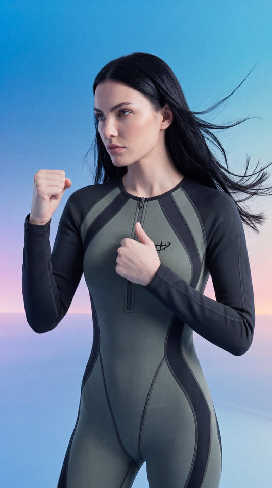 Olive/black Catsuit