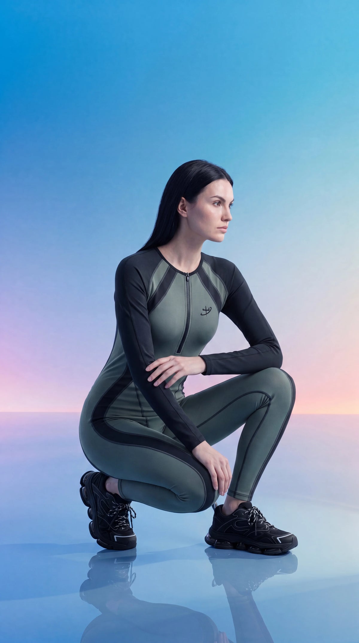 Olive/black Catsuit
