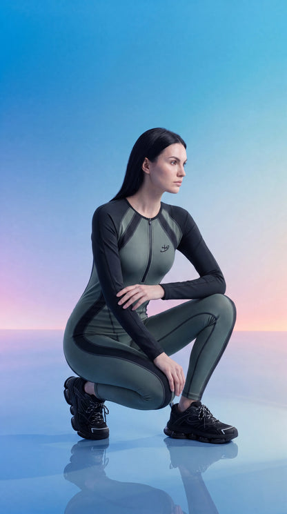 Olive/black Catsuit