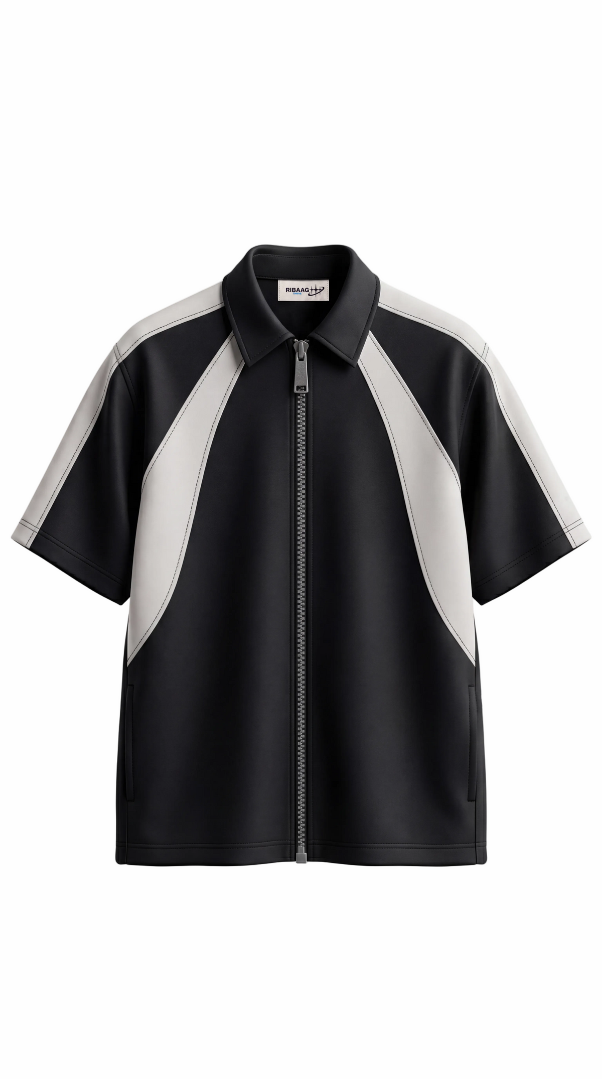 Black and white colorblock convertible zip-off tracksuit for men by Ribaag