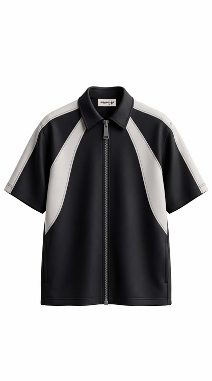 Black and white colorblock convertible zip-off tracksuit for men by Ribaag